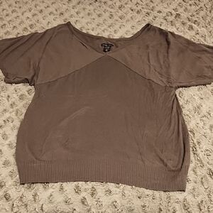 New York & Company Taupe Short Sleeve Blouse